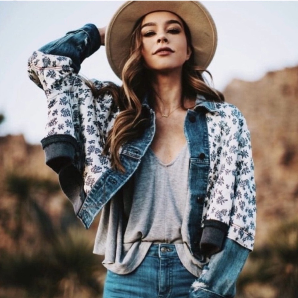 Free People Denim Combo Women's Jacket